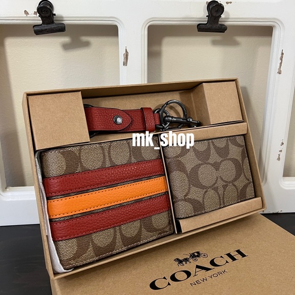 COACH Men’s 3 in 1 Wallet Credit Card Case Keychain Gift Set - Picture 2 of 14